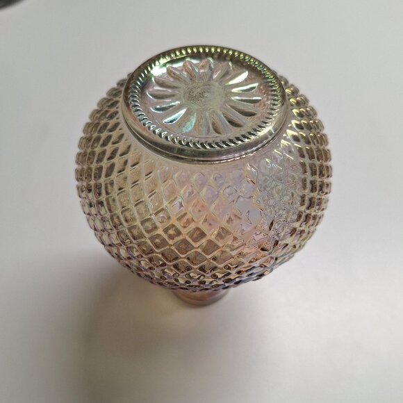 Iridescent Vase Diamond Pattern Glass Bud 6 Inches Tall - Picture 3 of 4